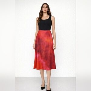 NWT Zara Size S Red Tie Dye Skirt